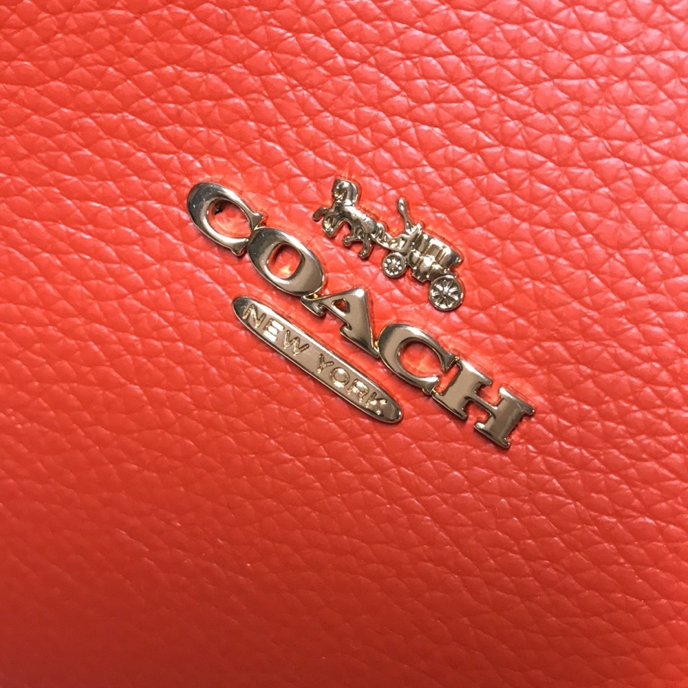 NWT COACH Im/Mango/Wine Leather Tote Bag - Picture 6 of 9